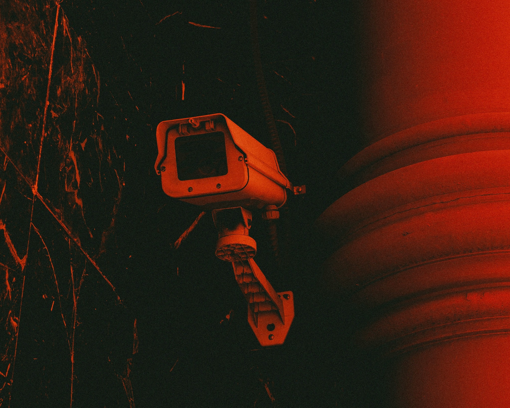 Security camera with red lighting